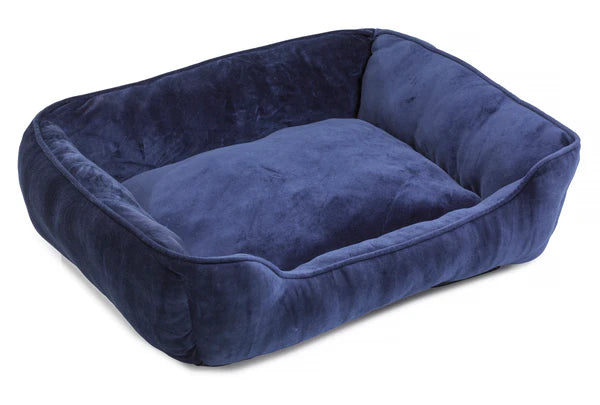 Velvet Dog Bed Navy