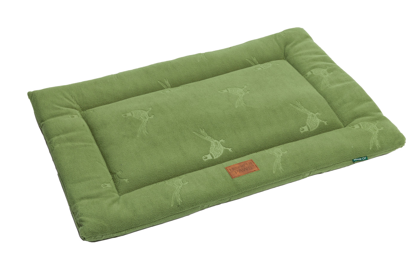 Green Embossed Pheasant Fleece Crate Mat