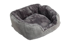 Grey Cord Plush Rectangle Snuggle Dog Bed
