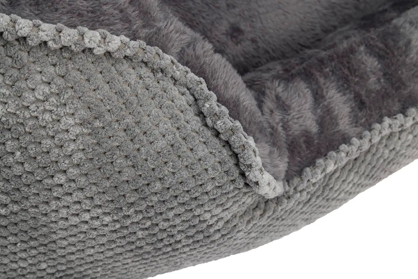Grey Cord Plush Rectangle Snuggle Dog Bed