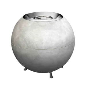 Round grey fire pit on a white background