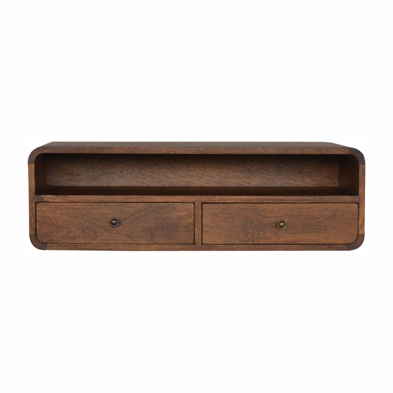 Floating Chestnut Open Console Table