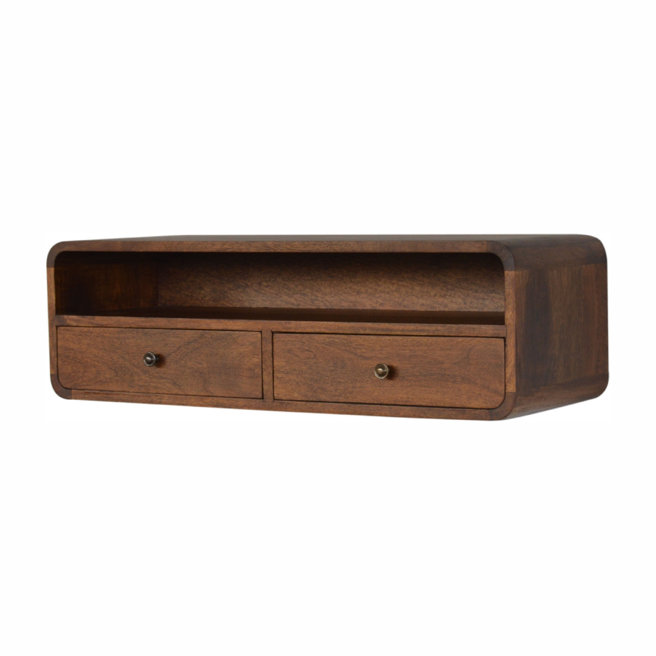 Floating Chestnut Open Console Table