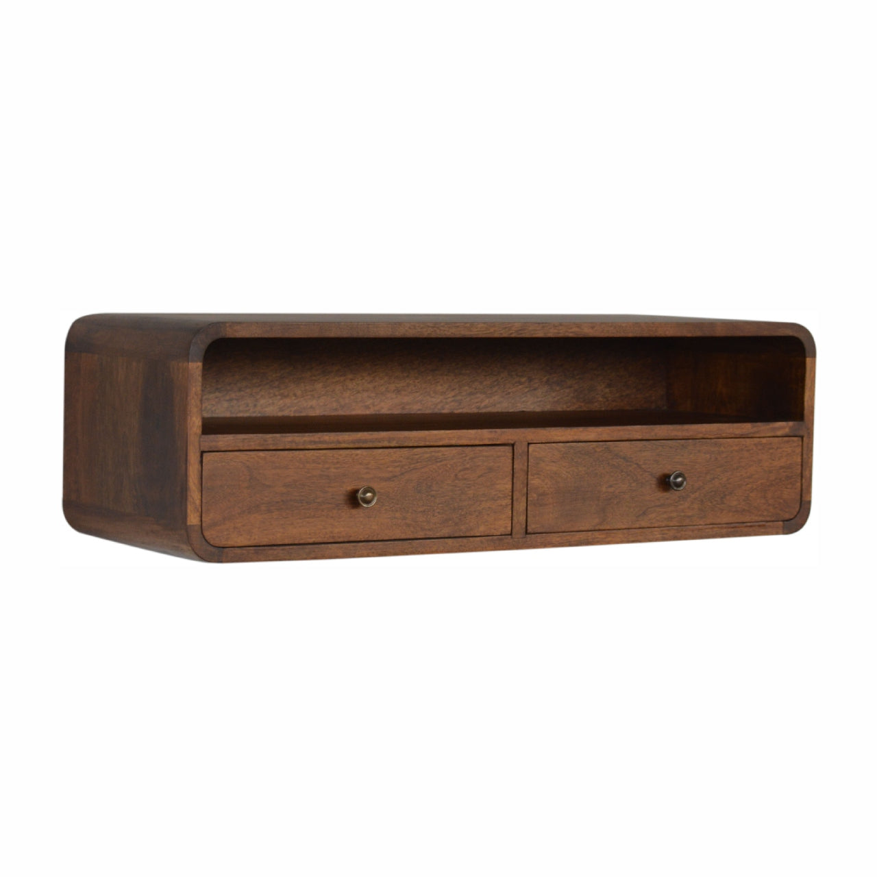 Floating Chestnut Open Console Table