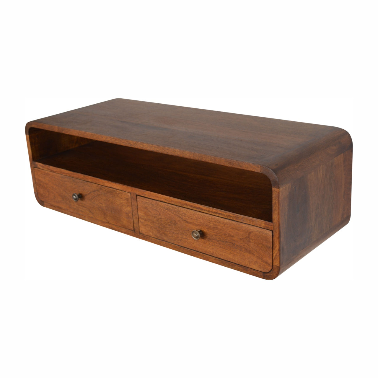 Floating Chestnut Open Console Table
