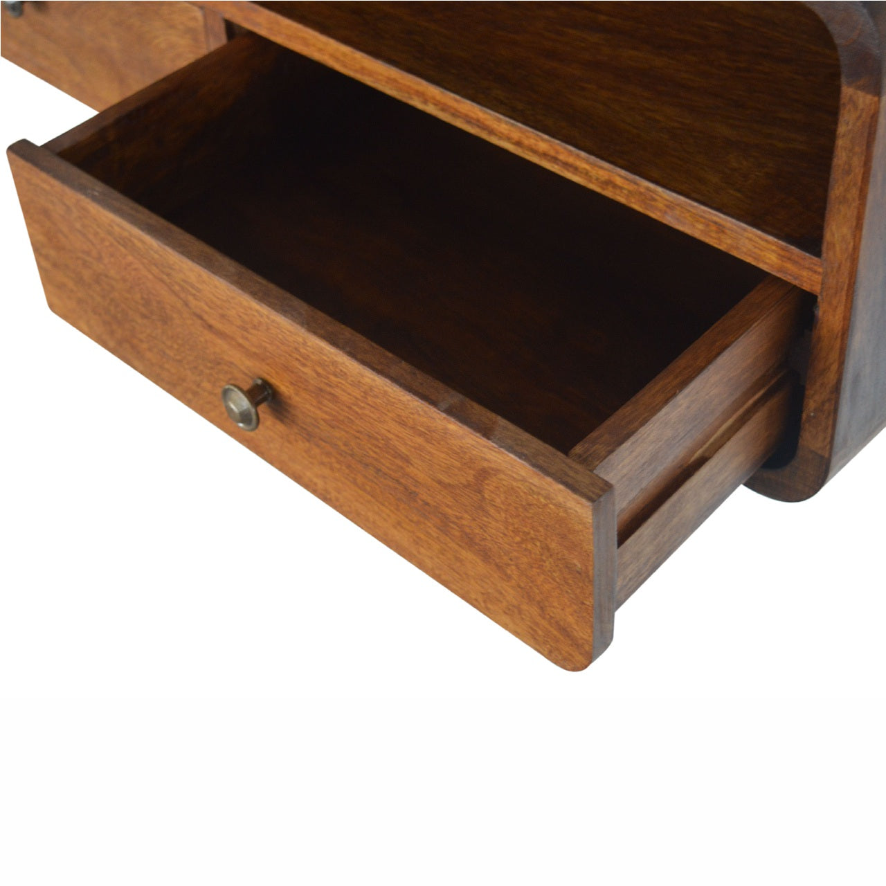 Floating Chestnut Open Console Table