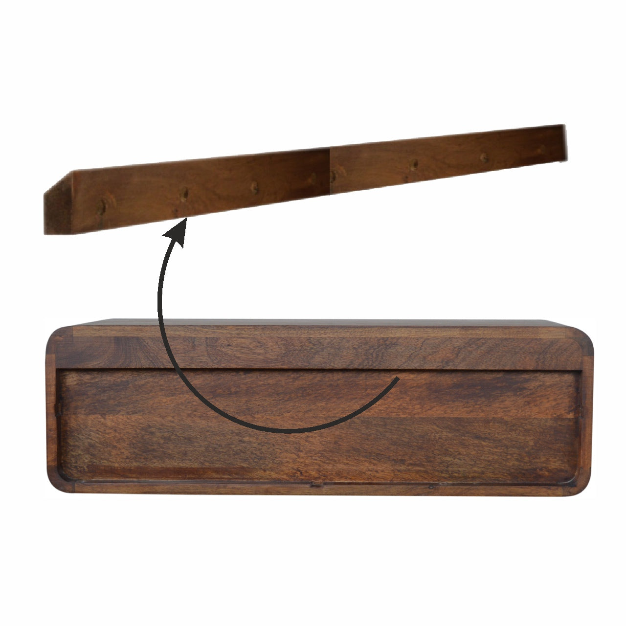 Floating Chestnut Open Console Table