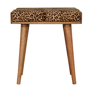 Tray Style Leopard Velvet Footstool