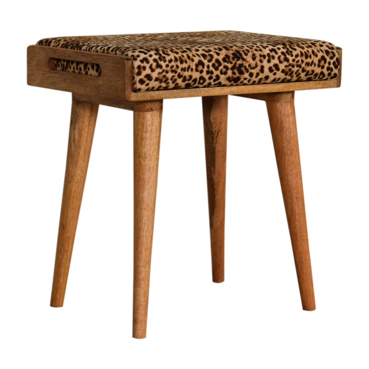 Tray Style Leopard Velvet Footstool