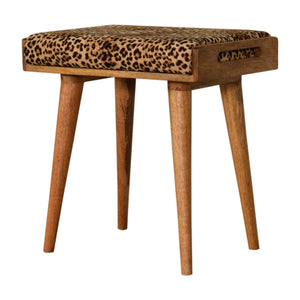 Tray Style Leopard Velvet Footstool