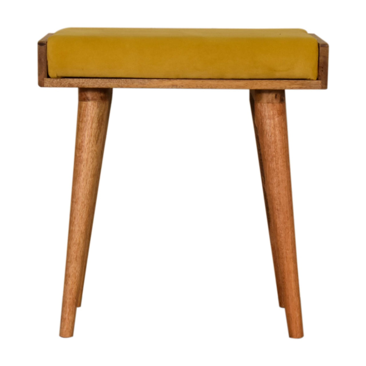 Tray Style Mustard Velvet Footstool