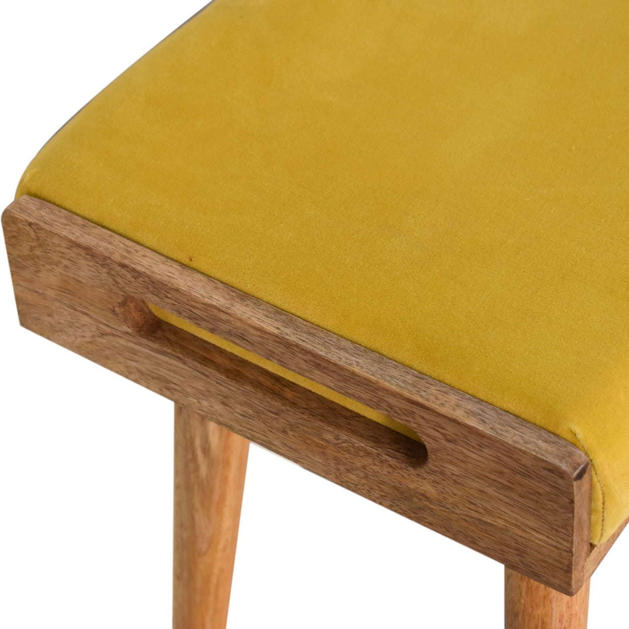 Tray Style Mustard Velvet Footstool