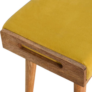 Tray Style Mustard Velvet Footstool