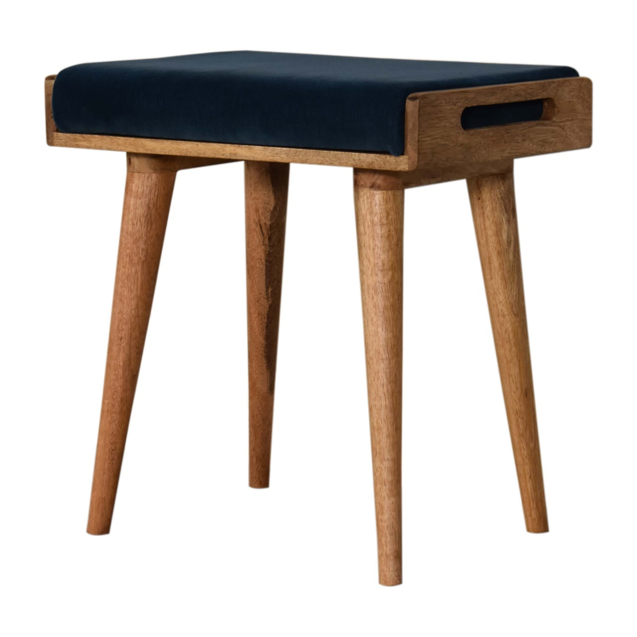 Tray Style Teal Velvet Footstool