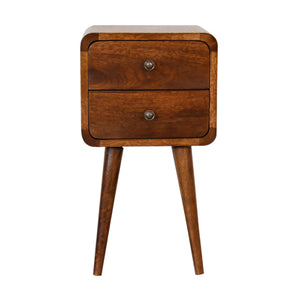 Curved Mini Chestnut Bedside Table