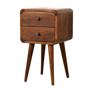 Curved Mini Chestnut Bedside Table