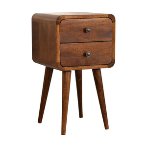 Curved Mini Chestnut Bedside Table