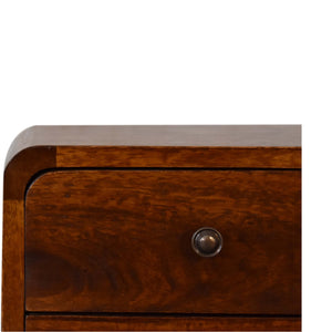 Curved Mini Chestnut Bedside Table