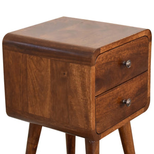 Curved Mini Chestnut Bedside Table