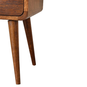 Curved Mini Chestnut Bedside Table