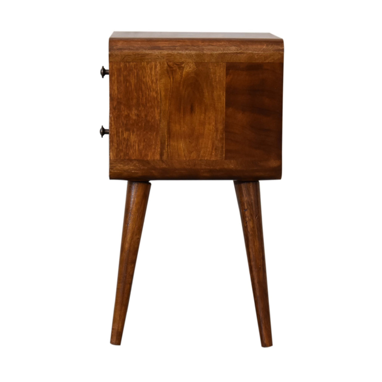 Curved Mini Chestnut Bedside Table