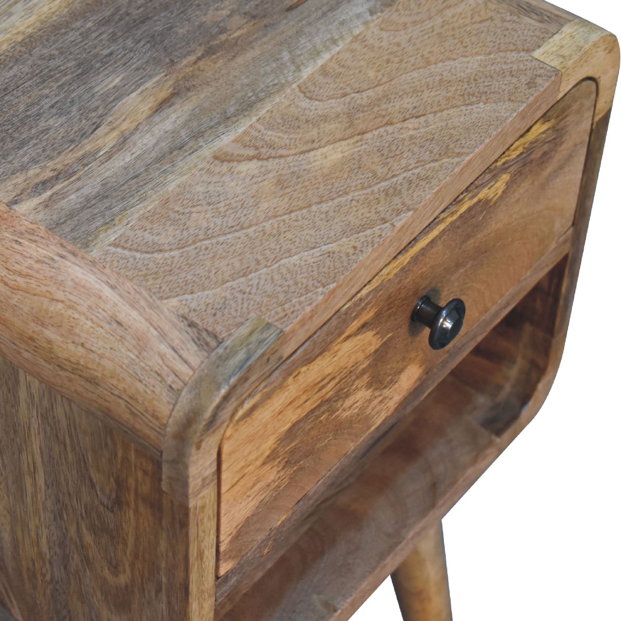 Curved Mini Oak-ish Lower Open Bedside Table