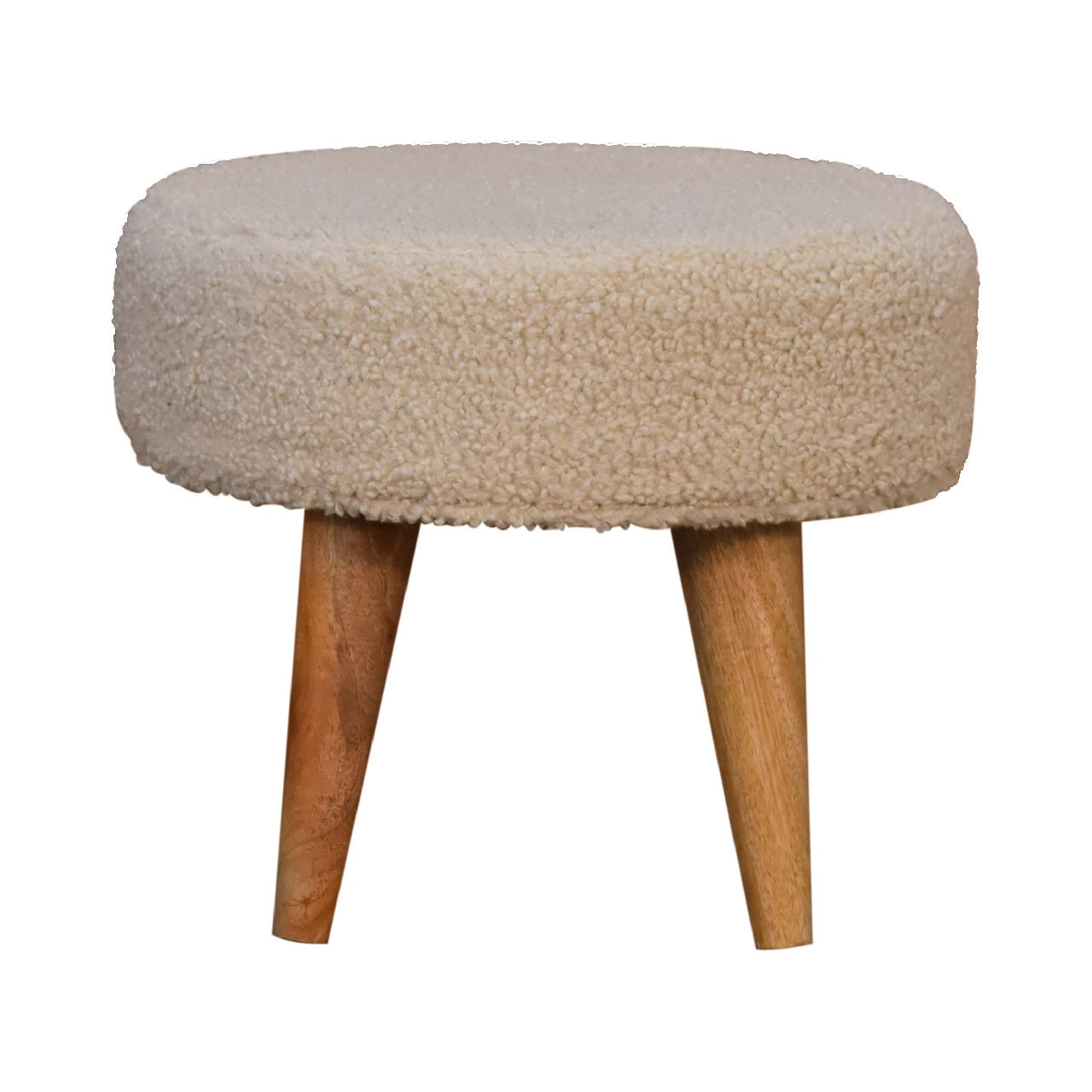 Cream Bouclé Petite Footstool