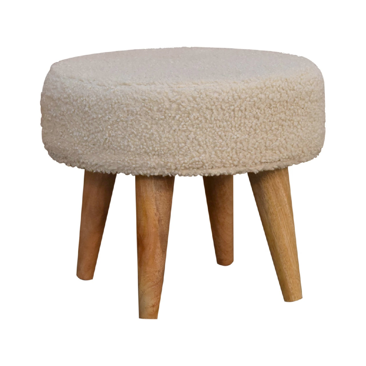 Cream Bouclé Petite Footstool