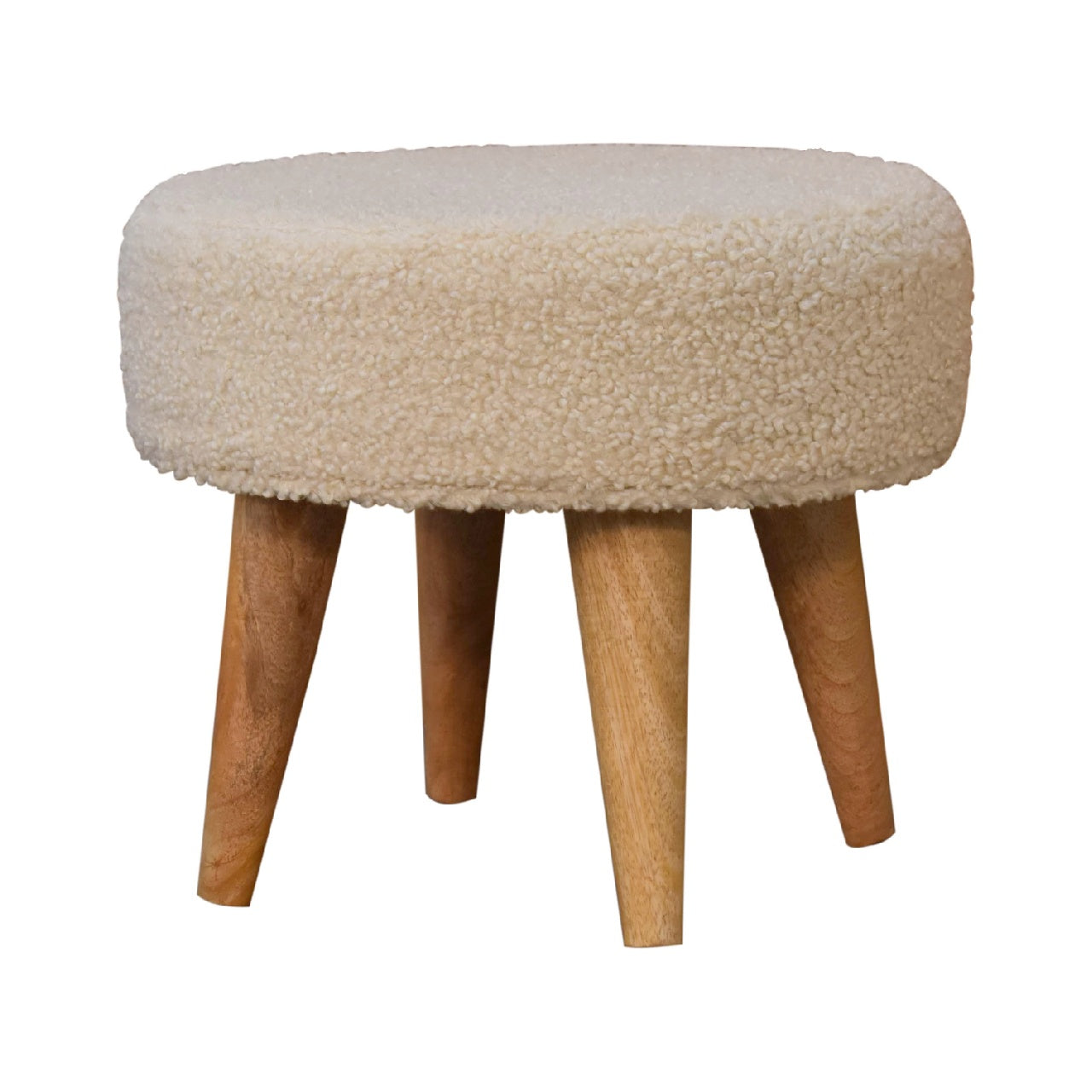 Cream Bouclé Petite Footstool
