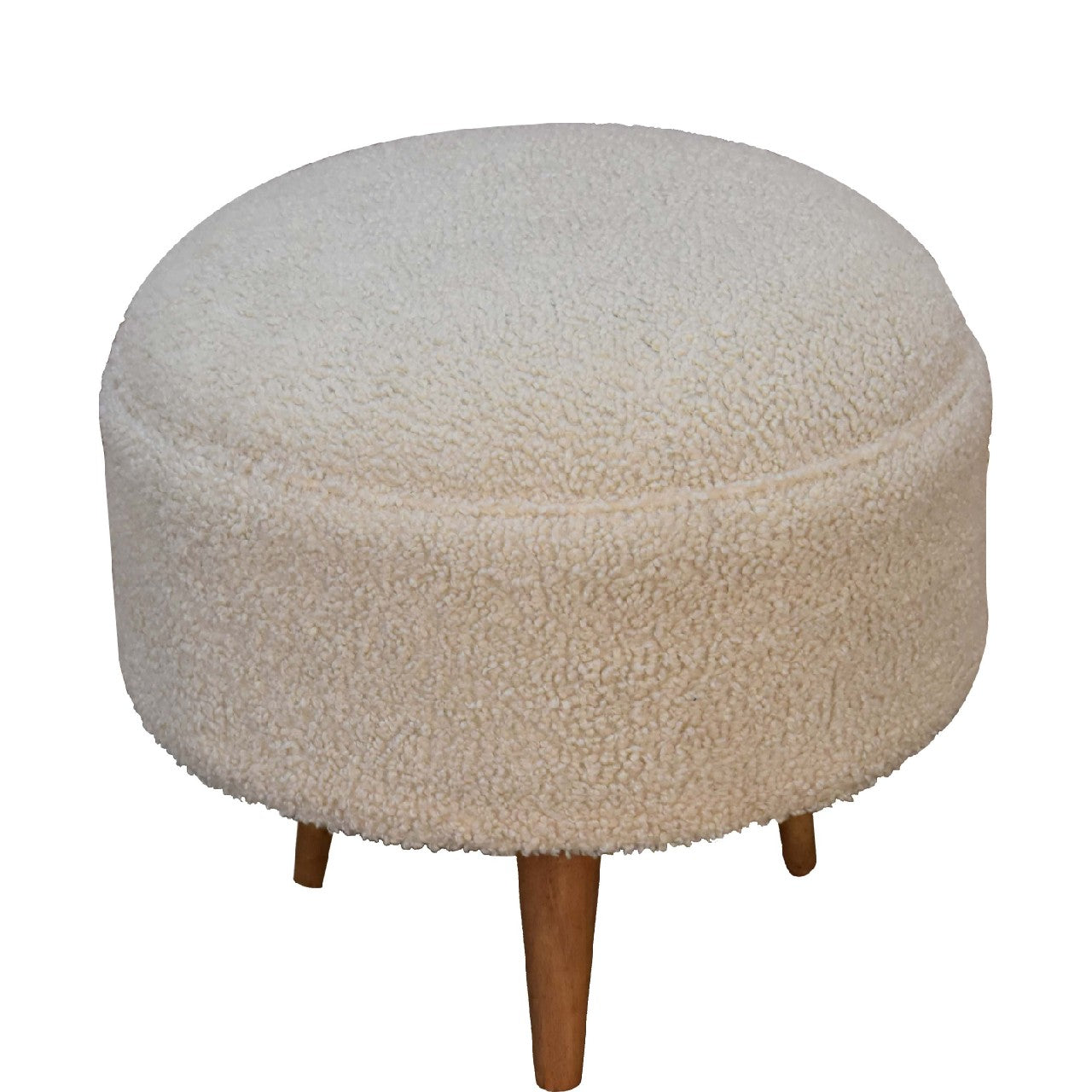 Cream Bouclé Rounded Footstool
