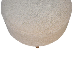 Cream Bouclé Rounded Footstool