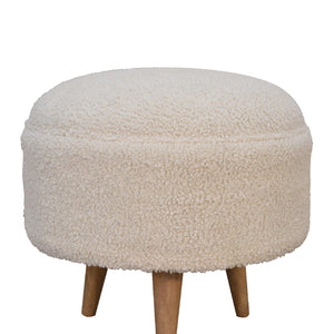 Cream Bouclé Rounded Footstool