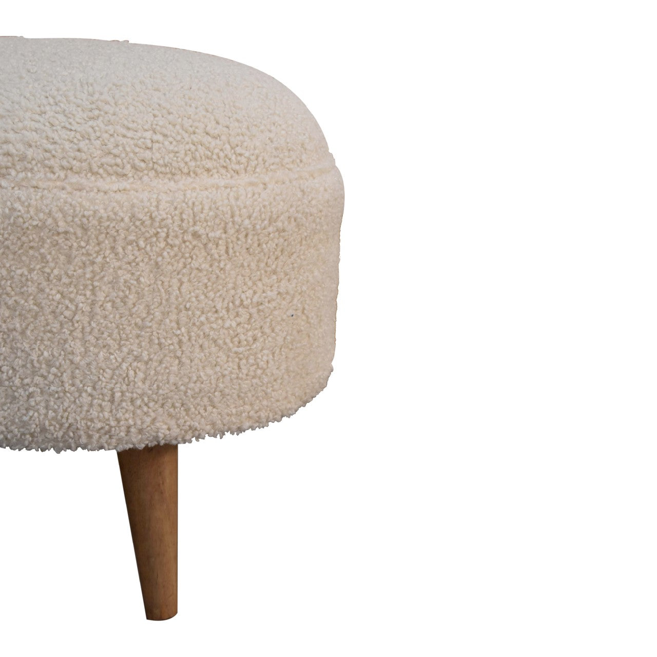 Cream Bouclé Rounded Footstool