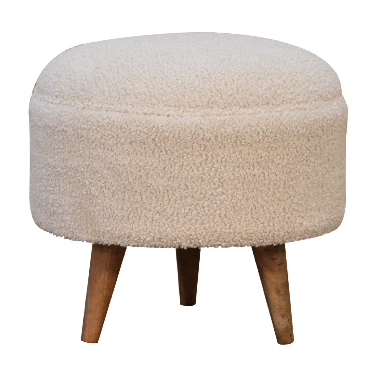 Cream Bouclé Rounded Footstool