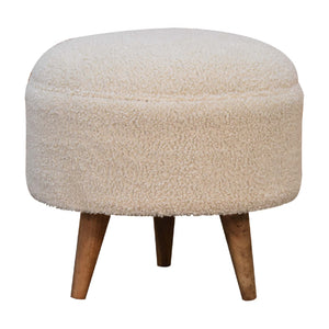 Cream Bouclé Rounded Footstool