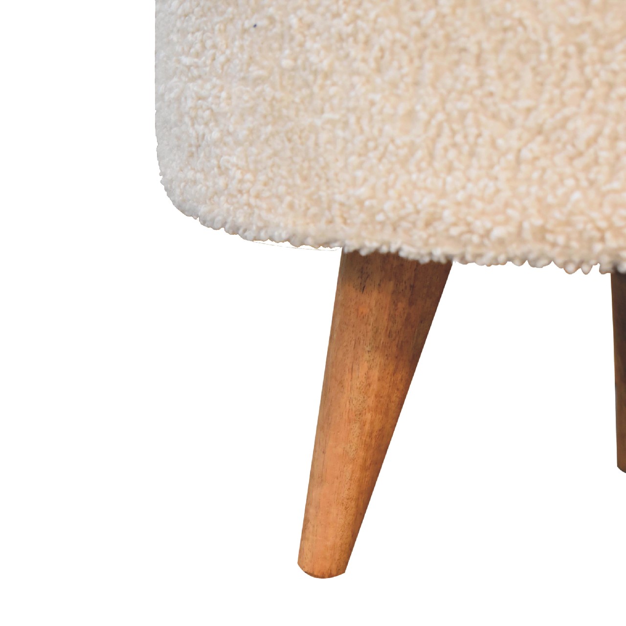 Cream Bouclé Rounded Footstool