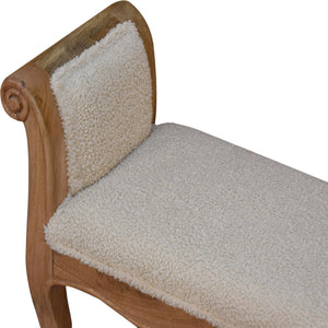 Cream Bouclé French Style Bench