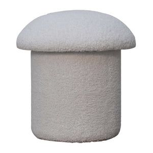 White Bouclé Mushroom Footstool