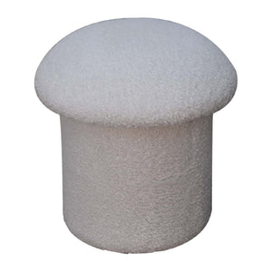 White Bouclé Mushroom Footstool