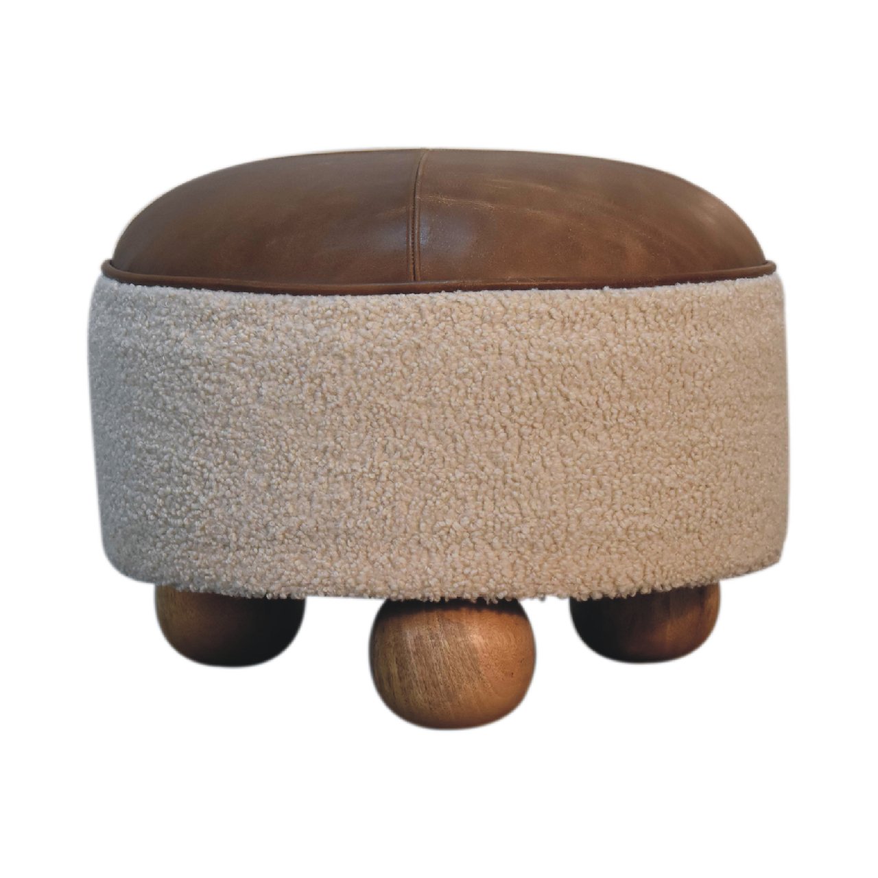 Cream Bouclé Buffalo Footstool