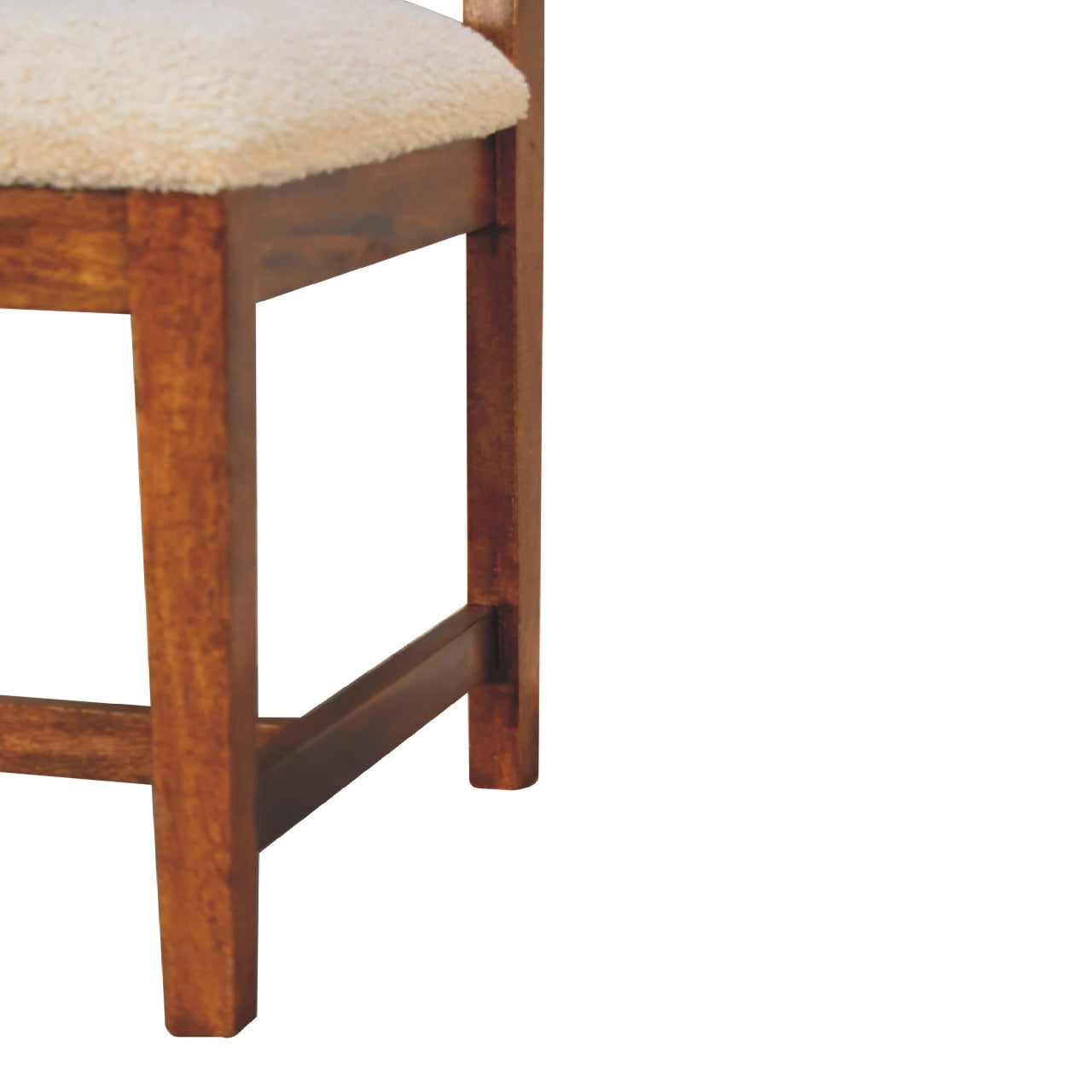Cream Bouclé Rattan Dining Chair