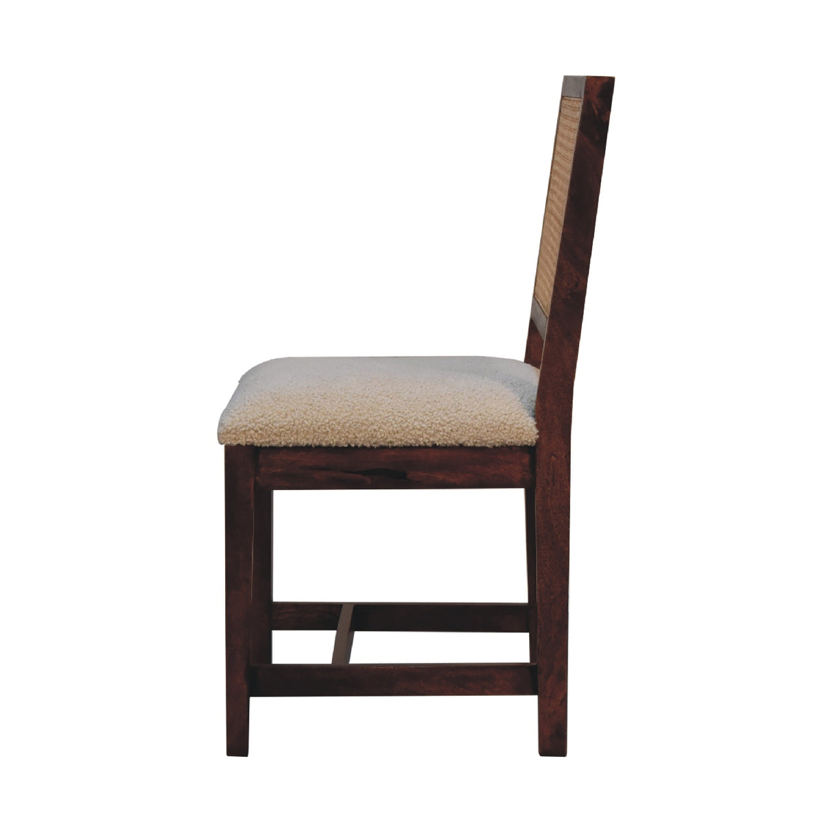 Cream Bouclé Rattan Dining Chair