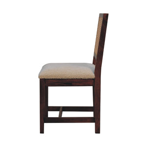 Cream Bouclé Rattan Dining Chair