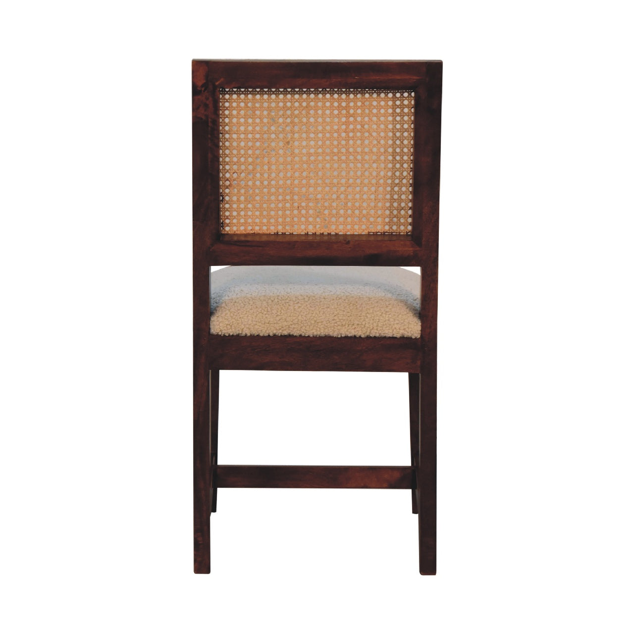 Cream Bouclé Rattan Dining Chair