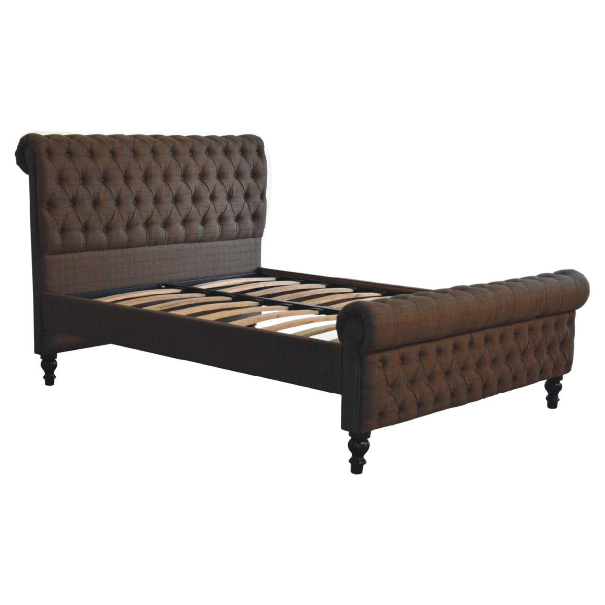Tweed Roll-top Double Bed