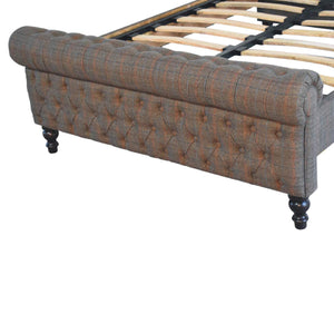 Tweed Roll-top Double Bed
