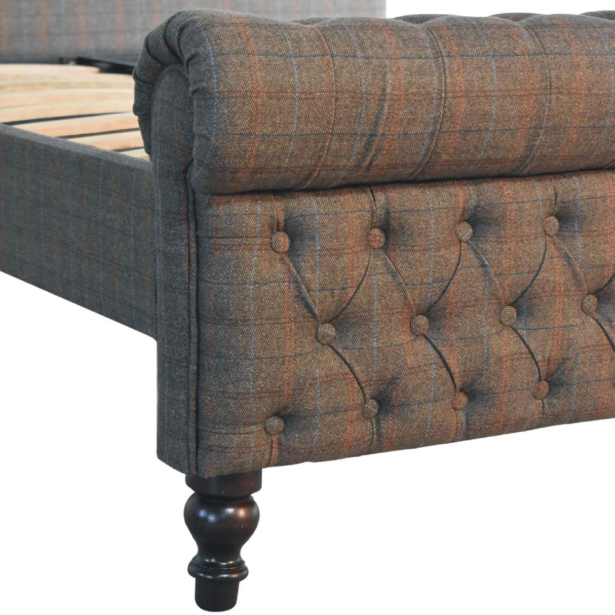 Tweed Roll-top Double Bed