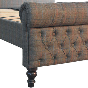 Tweed Roll-top Double Bed