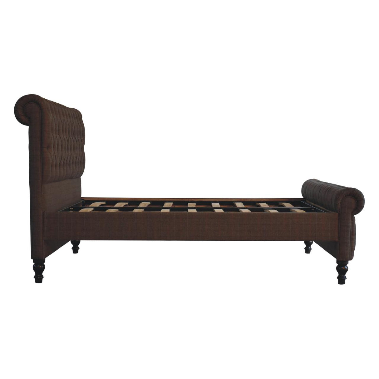 Tweed Roll-top Double Bed