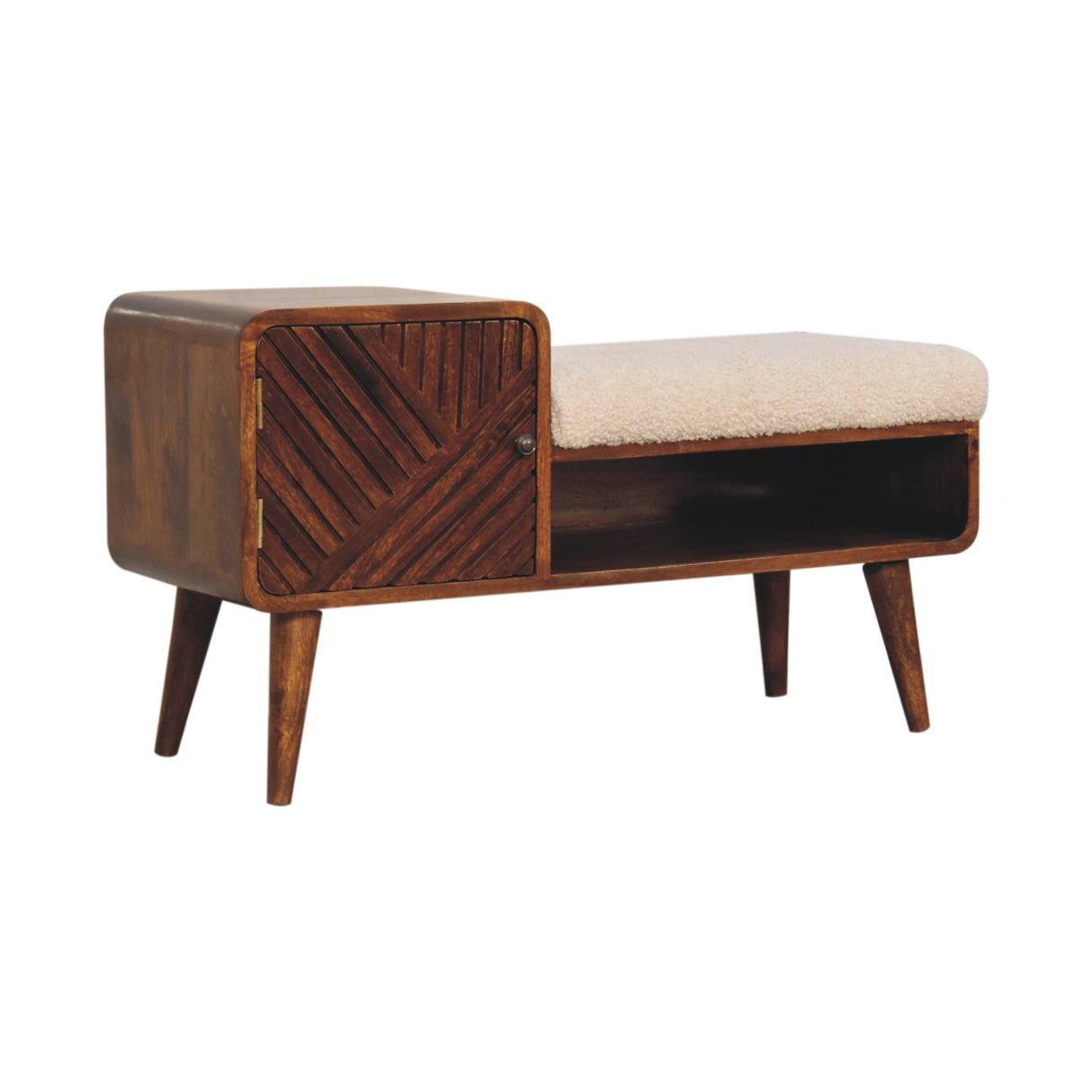 Bouclé Carved Chestnut Telephone Table